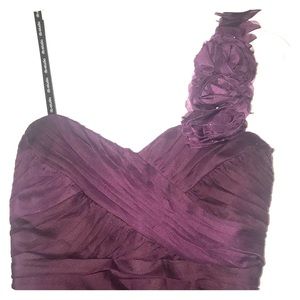 Dark Purple One Shoulder Hi-Low Bridesmaid Dress